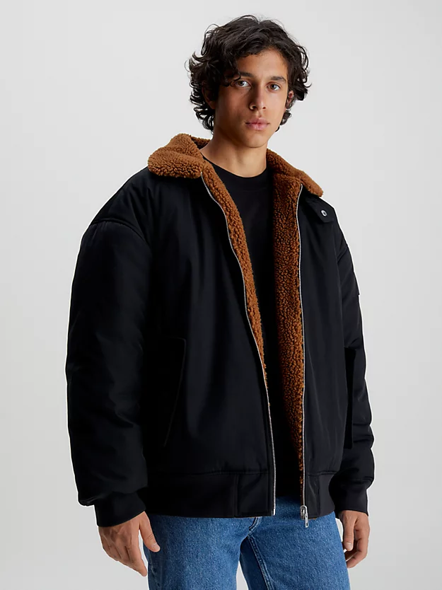 Calvin Klein Reversible Sherpa Bomber Jacket 3 Calvin Klein Reversible Sherpa Bomber Jacket