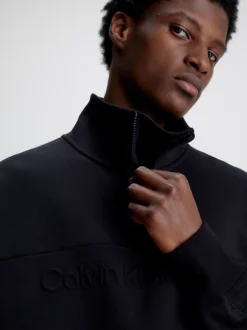Calvin Klein Oversized Zip Neck Sweatshirt -Calvin Cloth Shop J30J324149 BEH alternate3