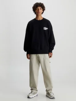 Calvin Klein Cotton Back Logo Sweatshirt -Calvin Cloth Shop J30J324311 BEH alternate4