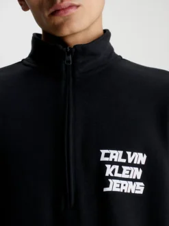 Calvin Klein Zip Neck Sweatshirt -Calvin Cloth Shop J30J324506 BEH alternate2