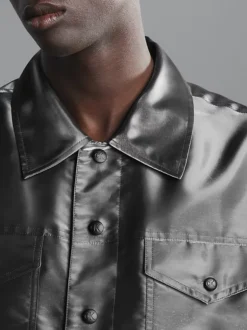 Calvin Klein Relaxed Metallic Trucker Jacket -Calvin Cloth Shop J30J324701 0GK alternate3