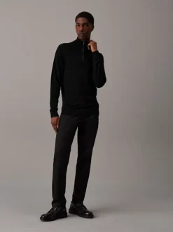 Calvin Klein Merino Zip Neck Jumper -Calvin Cloth Shop K10K110421 BEH alternate3