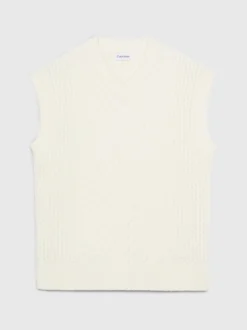 Calvin Klein Wool Blend Cable Knit Vest -Calvin Cloth Shop K10K111571 YAH alternate5