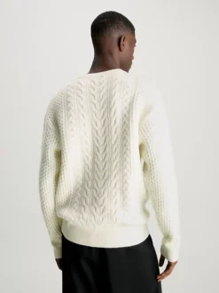 Calvin Klein Wool Blend Cable Knit Jumper -Calvin Cloth Shop K10K111574 YAH alternate2