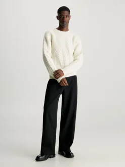 Calvin Klein Wool Blend Cable Knit Jumper -Calvin Cloth Shop K10K111574 YAH alternate4