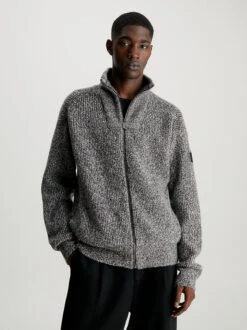 Calvin Klein Wool Blend Zip Up Cardigan