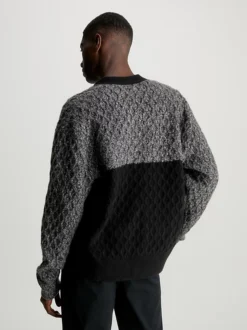 Calvin Klein Colour Block Textured Cardigan -Calvin Cloth Shop K10K111576 BEH alternate2