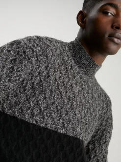 Calvin Klein Colour Block Textured Jumper -Calvin Cloth Shop K10K111577 BEH alternate3