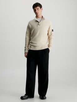 Calvin Klein Button Neck Jumper -Calvin Cloth Shop K10K111960 PB5 alternate3