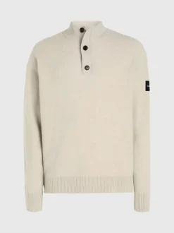 Calvin Klein Button Neck Jumper -Calvin Cloth Shop K10K111960 PB5 alternate4