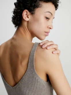 Calvin Klein Slim Wool Ribbed Slip Dress -Calvin Cloth Shop K20K205975 P9X alternate2