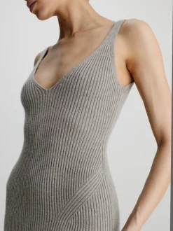 Calvin Klein Slim Wool Ribbed Slip Dress -Calvin Cloth Shop K20K205975 P9X alternate3