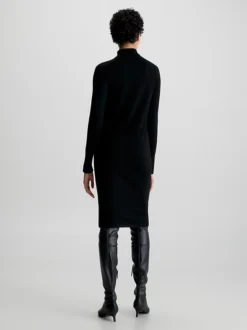 Calvin Klein Wool Roll Neck Bodycon Dress -Calvin Cloth Shop K20K205992 BEH alternate2