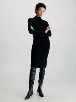 Calvin Klein Wool Roll Neck Bodycon Dress