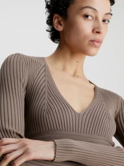 Calvin Klein Slim Ribbed Midi Dress -Calvin Cloth Shop K20K205997 PKO alternate4