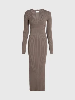 Calvin Klein Slim Ribbed Midi Dress -Calvin Cloth Shop K20K205997 PKO alternate5