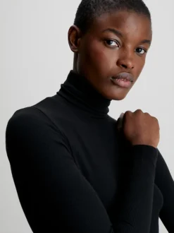 Calvin Klein Slim Ribbed Roll Neck Top -Calvin Cloth Shop K20K206053 BEH alternate2