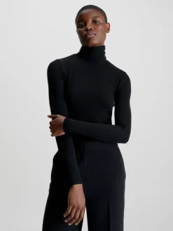 Calvin Klein Slim Ribbed Roll Neck Top