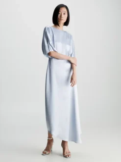 Calvin Klein Satin Split Sleeve Midi Dress