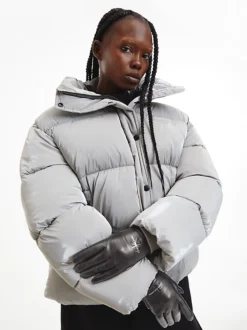 Calvin Klein Leather Gloves With Zip -Calvin Cloth Shop K60K610153 BDS alternate1