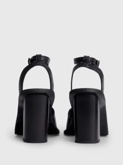 Calvin Klein Leather Heeled Sandals -Calvin Cloth Shop YW0YW01077 BEH alternate3