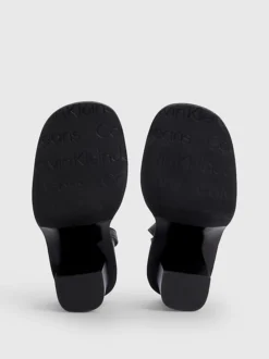 Calvin Klein Leather Heeled Sandals -Calvin Cloth Shop YW0YW01077 BEH alternate4