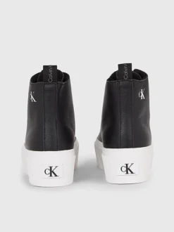 Calvin Klein Leather Platform High-Top Trainers -Calvin Cloth Shop YW0YW01180 BEH alternate3