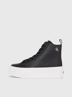 Calvin Klein Leather Platform High-Top Trainers -Calvin Cloth Shop YW0YW01180 BEH alternate5